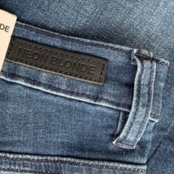 NEON BLONDE Bombshell High Rise Skinny Jeans Denim Dark Wash Distressed Size 24 - Picture 7 of 15